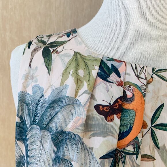 H&M Tropical Parrot Print Halter Neck Sleeveless Dress Size US 6 - Picture 7 of 9
